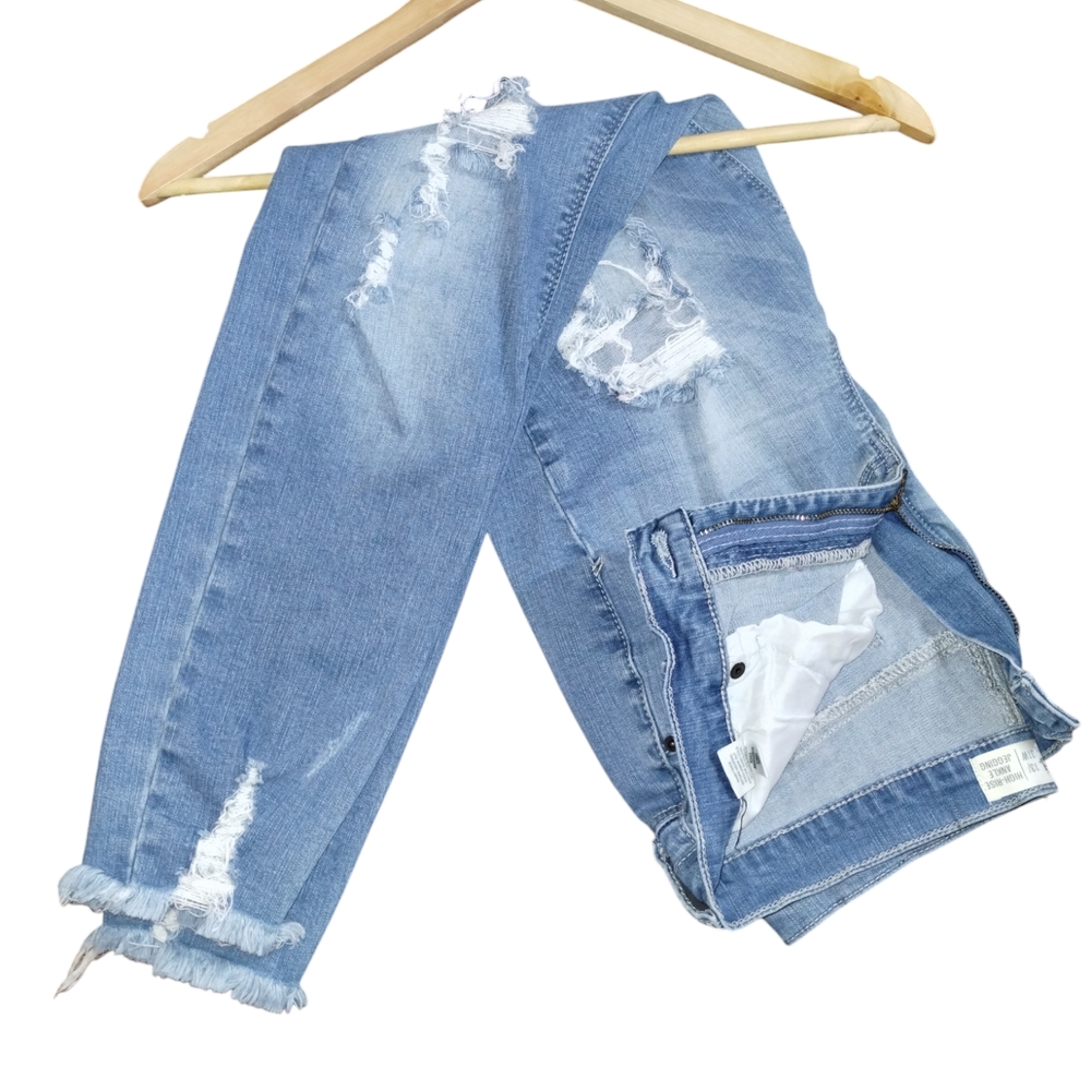 Distressed Blue Denim Jeans